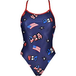 arena Women's Graffiti USA Booster Back One Piece Swimsuit