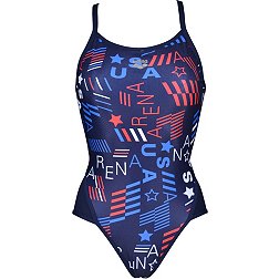 arena Women's Blue USA Superfly Back One Piece Swimsuit
