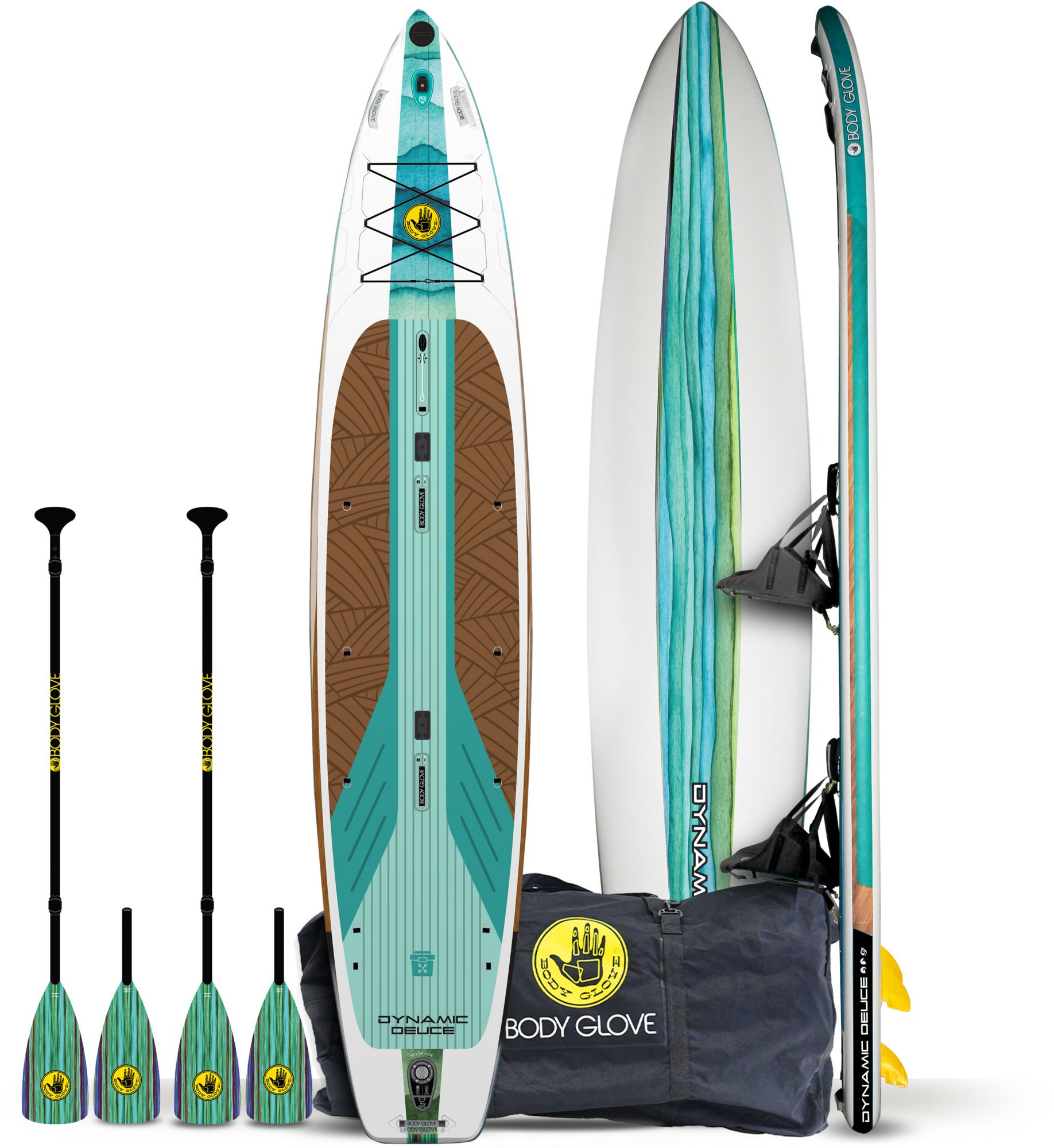 Body Glove 15' Dynamic Deuce Inflatable Paddle Board, Blue/Green