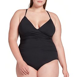 CALIA Women's Plus Size Ruched One Piece Swimsuit