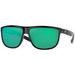 Charleston Men's Polarized Black Sport Mirrored Sunglasses (Blue Lens or Green) Blue Lens
