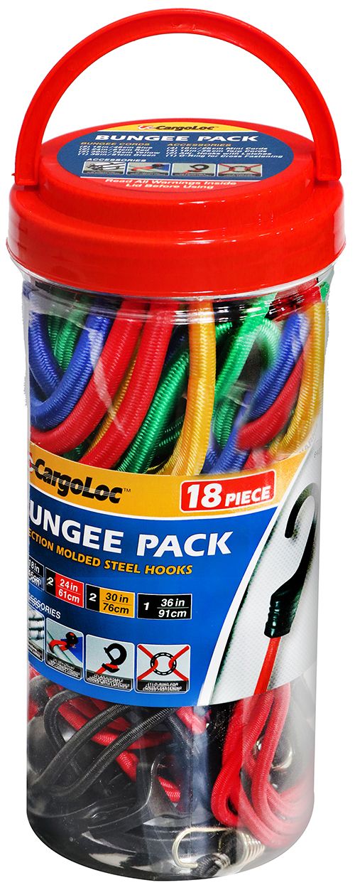 CargoLoc 18 Pc Bungee Cord Assortment with Molded Steel Hooks