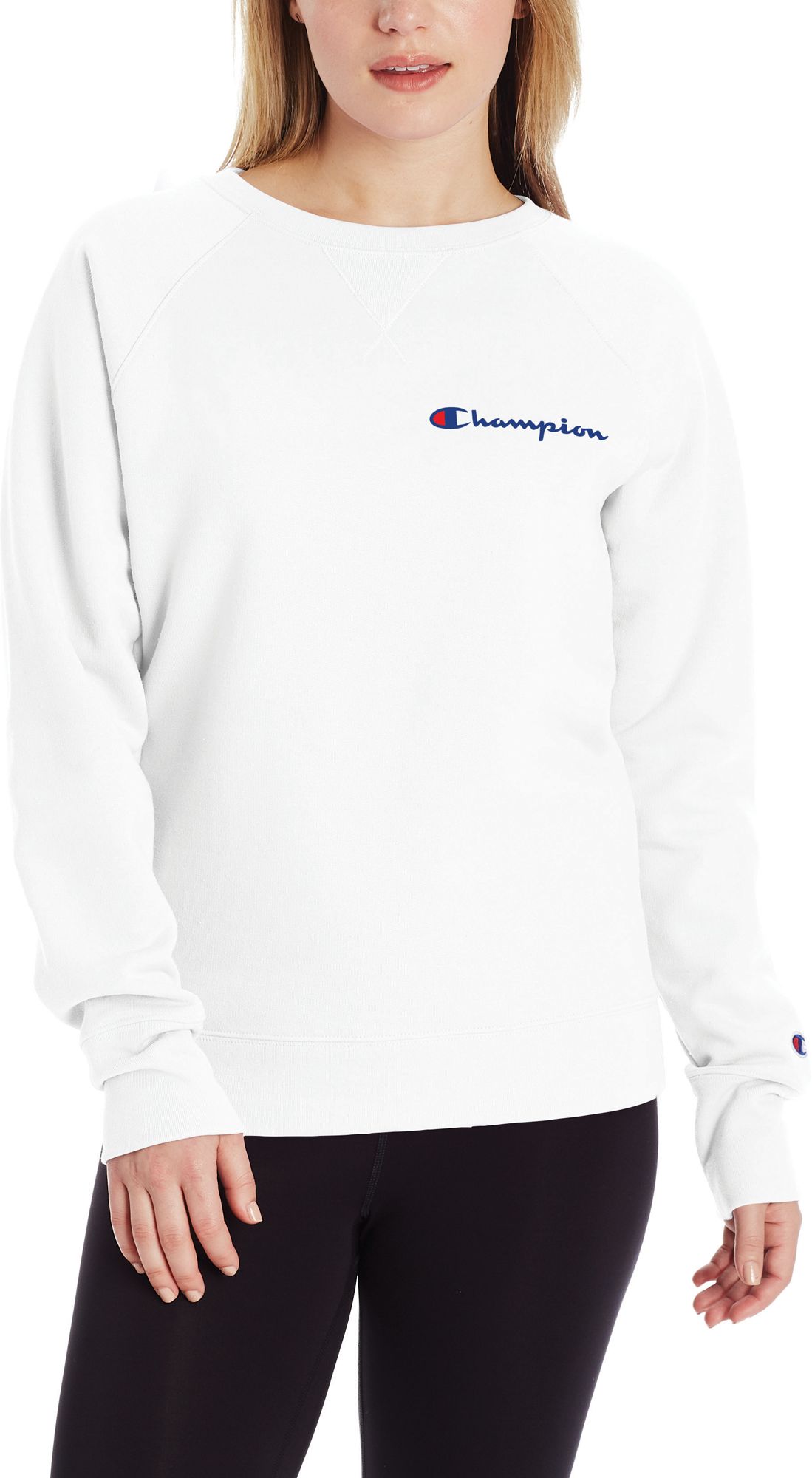 Champion / Women's Powerblend Left Chest Logo Crew Sweatshirt