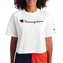 Champion Women's Cropped Script Logo Short Sleeve T-Shirt