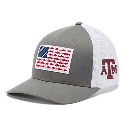 Columbia Men's Texas A&M Aggies Grey PFG Fish Flag Mesh Fitted Hat