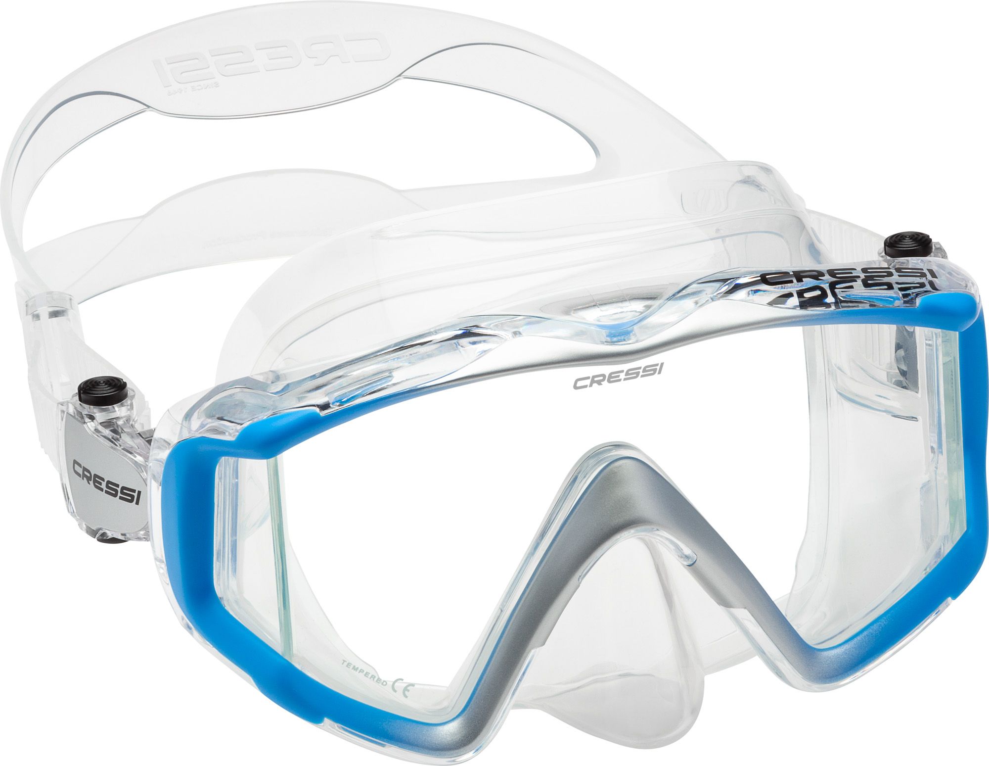 Photos - Swimming Mask Cressi Sub Cressi Liberty SPE Diving Mask, Clear/Azure/Silver 20CREALBRTYDSPXXXSWE 