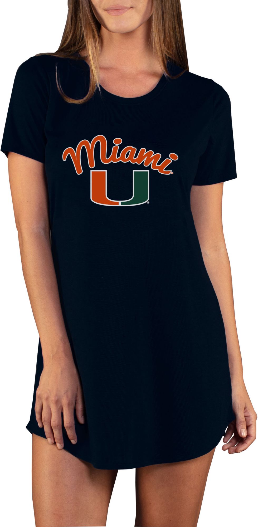 Concepts Sport Women's Miami Hurricanes Black Night Shirt