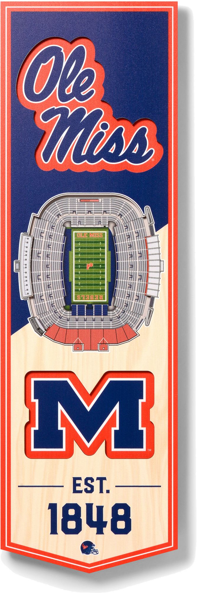 YouTheFan Ole Miss Rebels 6"x19" 3-D Banner
