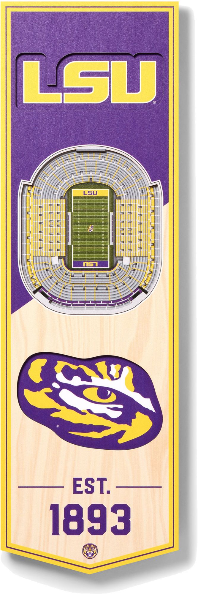 YouTheFan LSU Tigers 6"x19" 3-D Banner