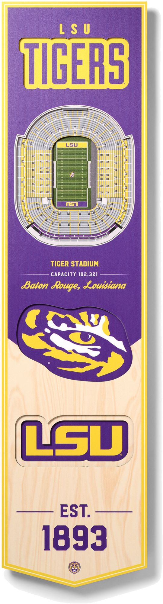 YouTheFan LSU Tigers 8"x32" 3-D Banner