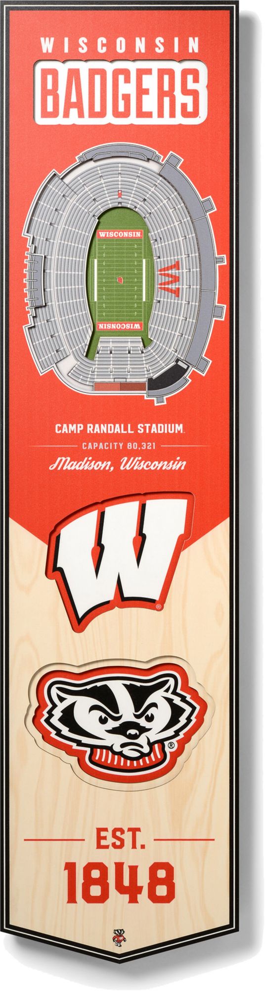 YouTheFan Wisconsin Badgers 8"x32" 3-D Banner