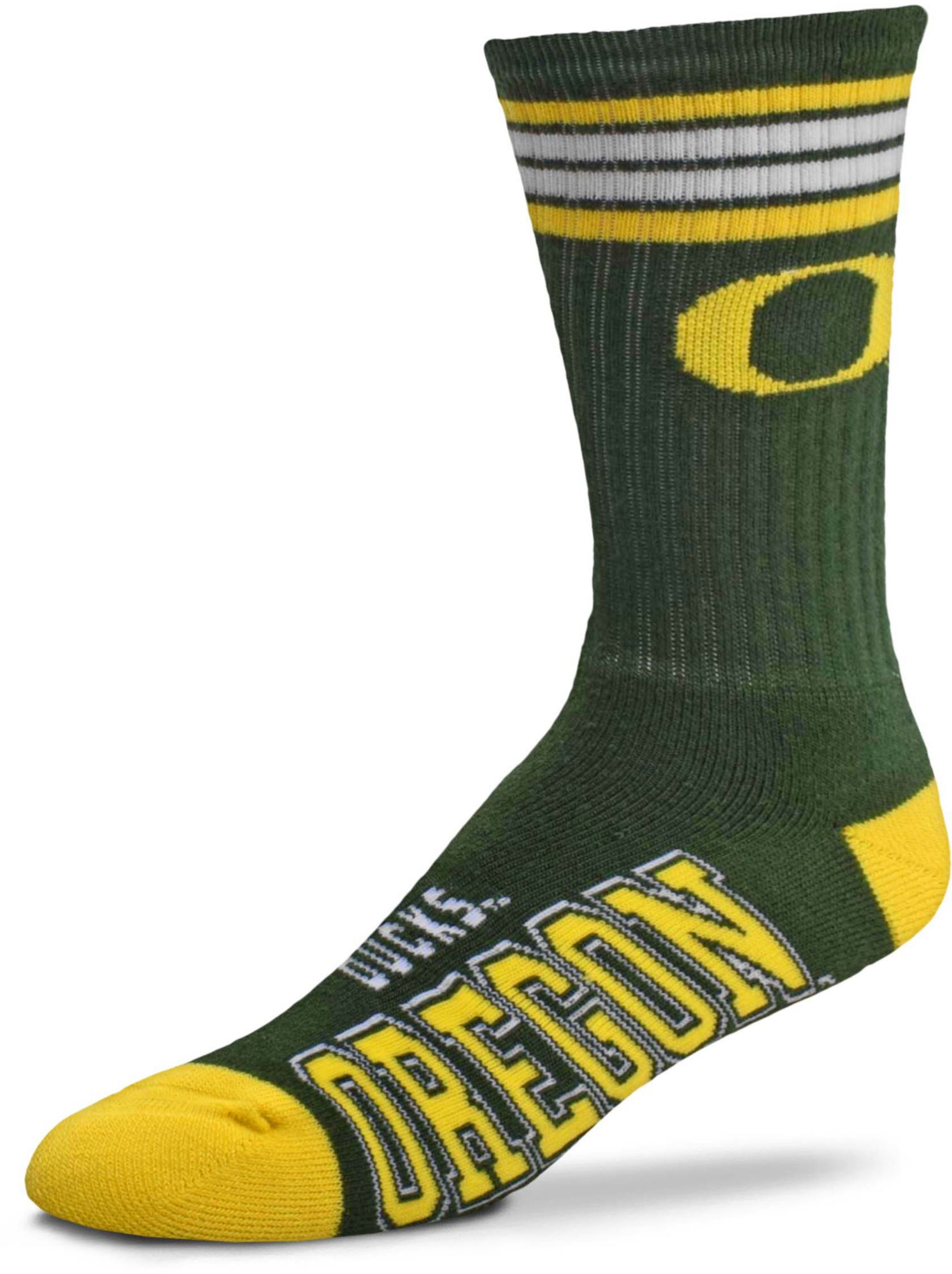 For Bare Feet Oregon Ducks 4-Stripe Deuce Crew Socks