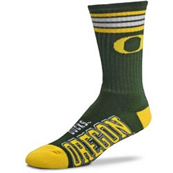 For Bare Feet Oregon Ducks 4-Stripe Deuce Crew Socks