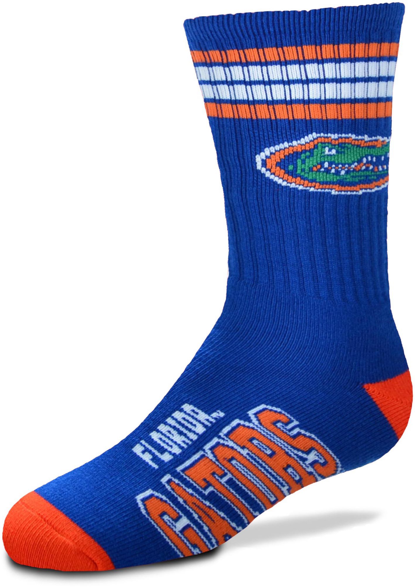For Bare Feet Youth Florida Gators 4-Stripe Deuce Crew Socks