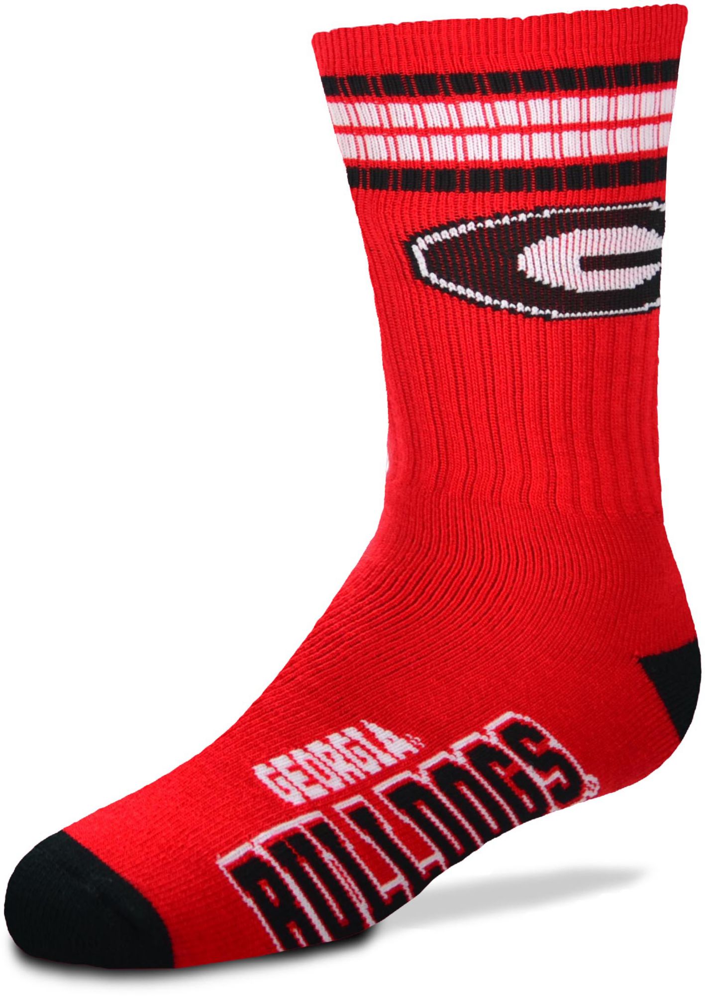 For Bare Feet Youth Georgia Bulldogs 4-Stripe Deuce Crew Socks