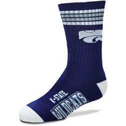 For Bare Feet Youth Kansas State Wildcats 4-Stripe Deuce Crew Socks