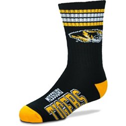 For Bare Feet Youth Missouri Tigers 4-Stripe Deuce Crew Socks