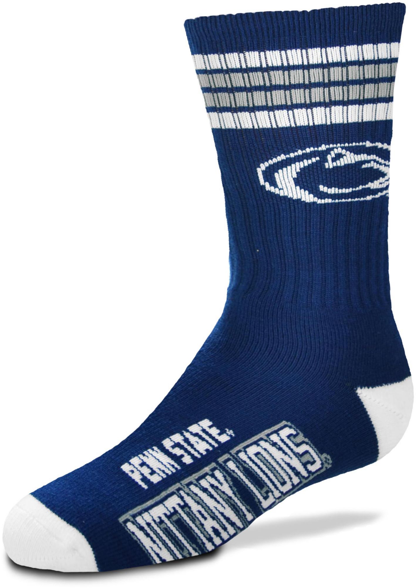 For Bare Feet Youth Penn State Nittany Lions 4-Stripe Deuce Crew Socks