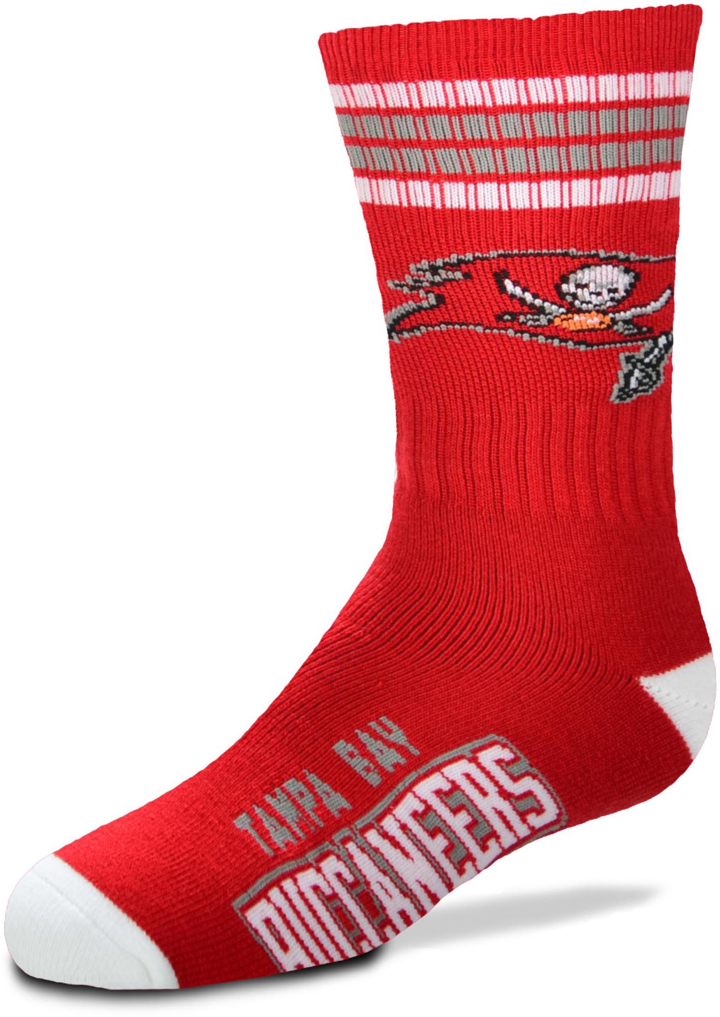 For Bare Feet Youth Tampa Bay Buccaneers 4-Stripe Deuce Crew Socks