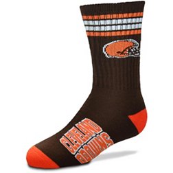 For Bare Feet Youth Cleveland Browns 4-Stripe Deuce Crew Socks