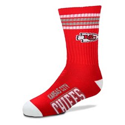 For Bare Feet Youth Kansas City Chiefs 4-Stripe Deuce Crew Socks