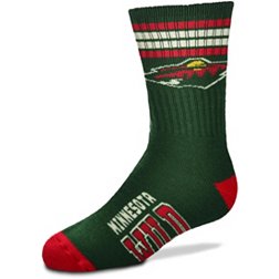 For Bare Feet Youth Minnesota Wild 4-Stripe Deuce Crew Socks