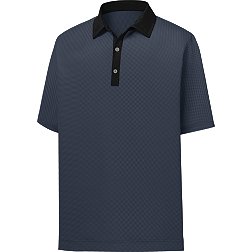 FootJoy Men's Lisle Minicheck Print Short Sleeve Golf Polo