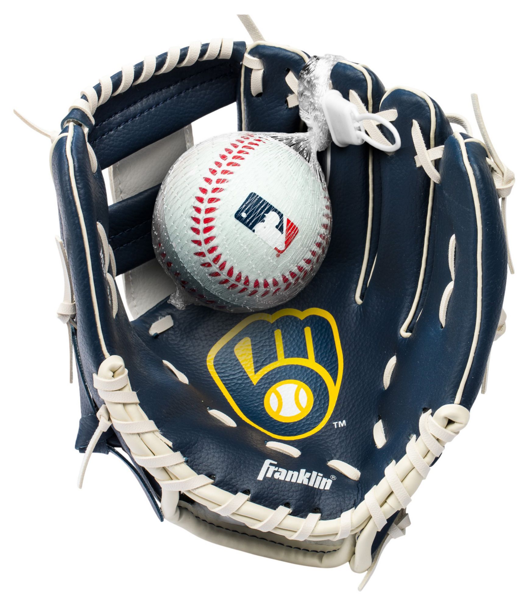 Franklin Youth Milwaukee Brewers Teeball Glove and Ball Set