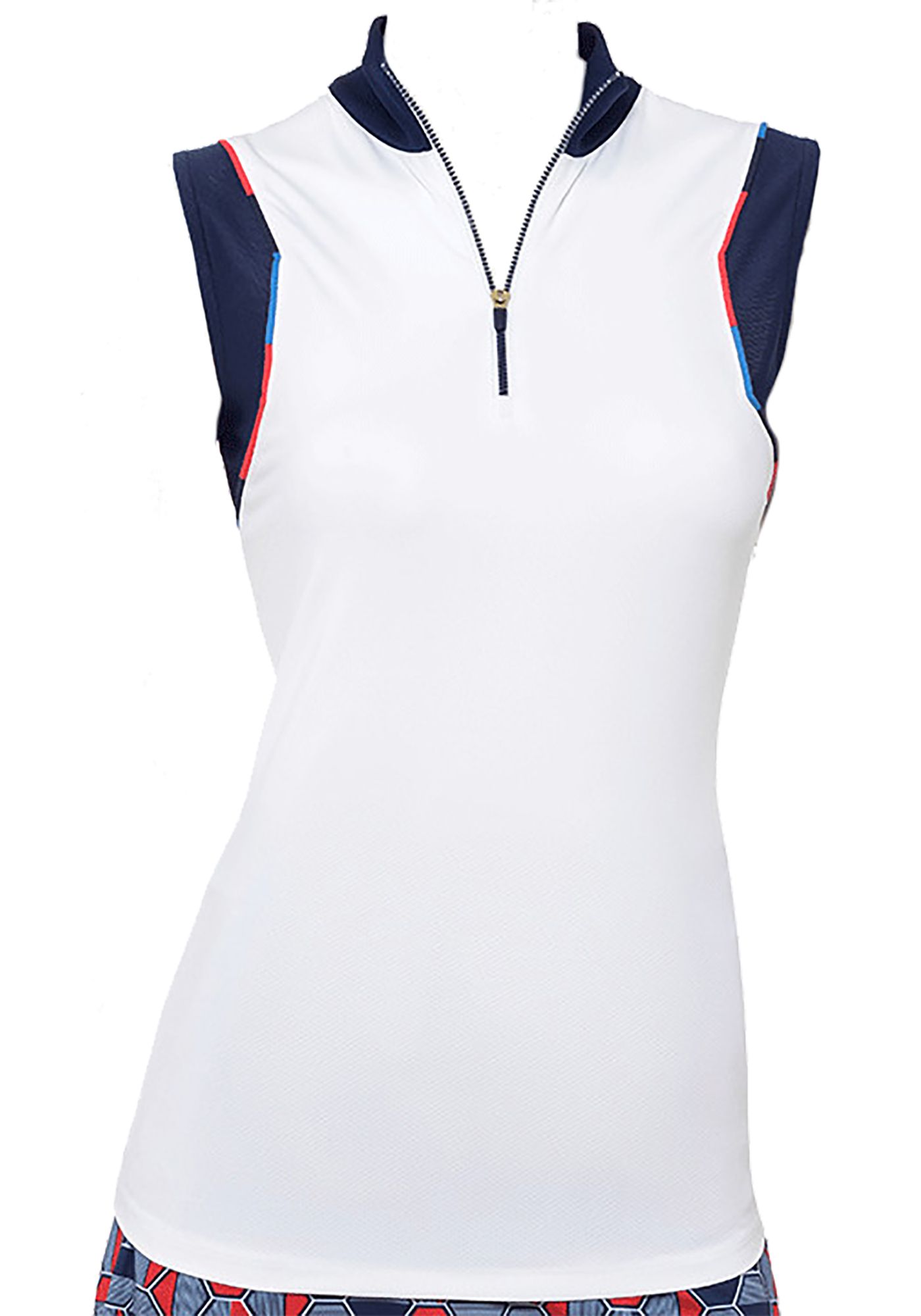 Download EP Pro Women's Mock Neck Contrast Sleeveless Golf Polo ...