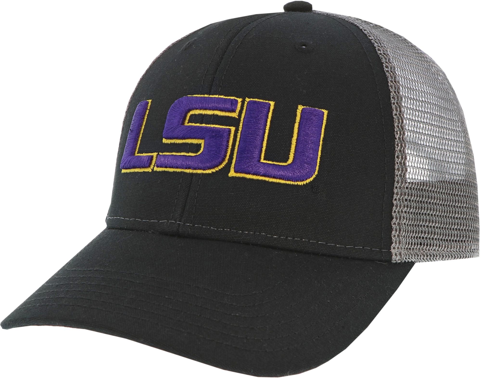 League-Legacy Men's LSU Tigers Lo-Pro Adjustable Trucker Black Hat