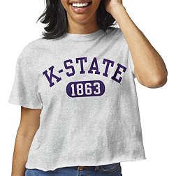 League-Legacy Women's Kansas State Wildcats Grey Clothesline Cotton Cropped T-Shirt