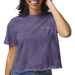 League-Legacy Women's LSU Tigers Purple Clothesline Cotton Cropped T-Shirt