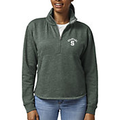 League-Legacy Women's Michigan State Spartans Green Victory Springs Quarter-Zip Shirt