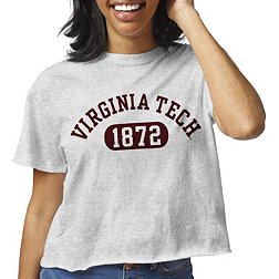 League-Legacy Women's Virginia Tech Hokies Grey Clothesline Cotton Cropped T-Shirt