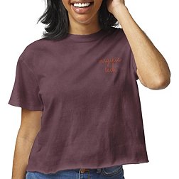 League-Legacy Women's Virginia Tech Hokies Maroon Clothesline Cotton Cropped T-Shirt