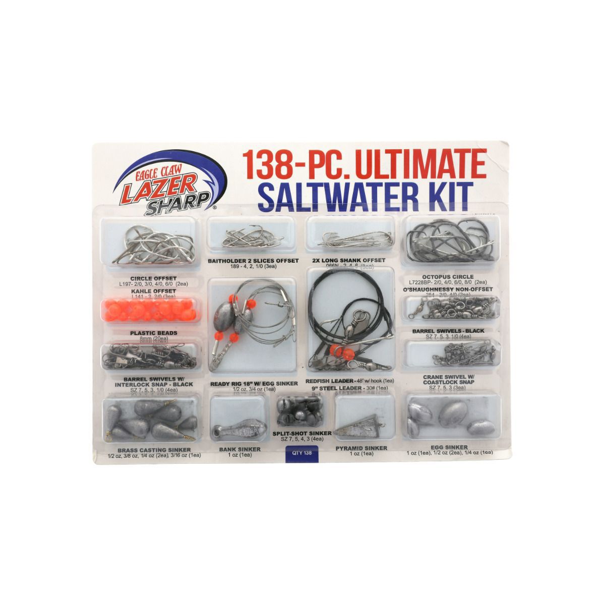 Eagle Claw Lazer Sharp Ultimate Saltwater Terminal 138 pc Tackle Kit