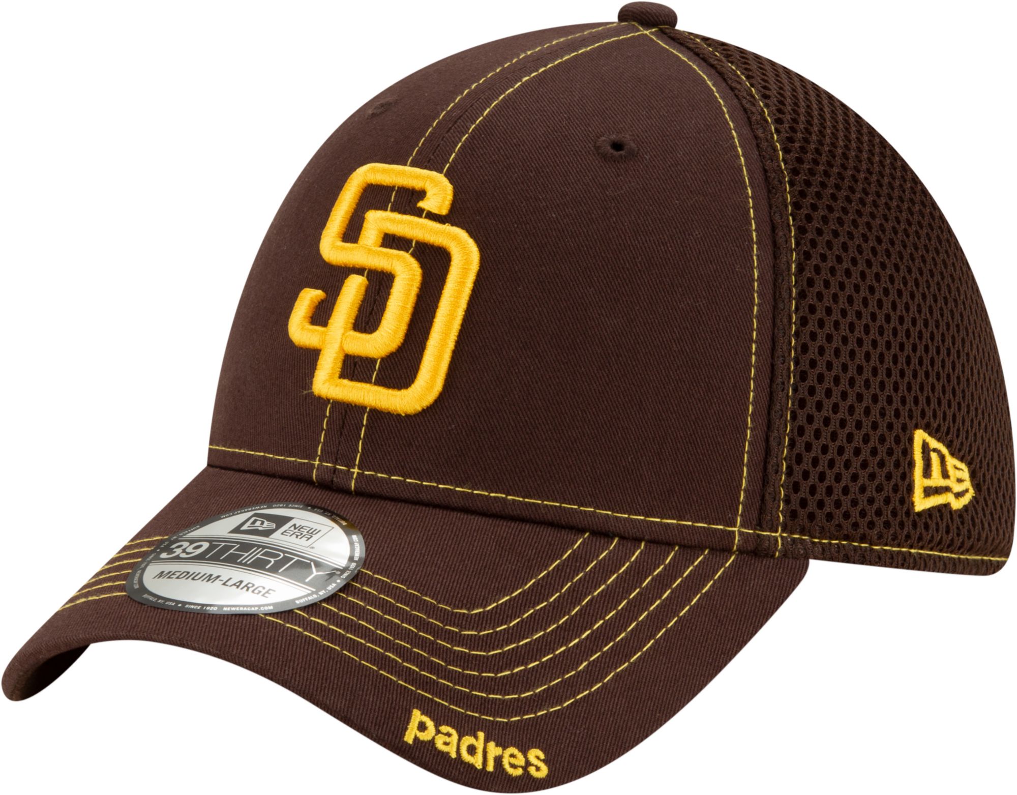 San Diego Padres Fanatics Branded Iconic Color Blocked Fitted Hat -  White/Brown