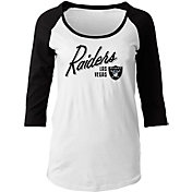 New Era Women's Las Vegas Raiders White/Black Script Raglan T-Shirt