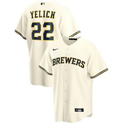 Nike Men's Replica Milwaukee Brewers Christian Yelich #22 Cool Base White Jersey