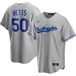 Nike Men's Replica Los Angeles Dodgers Mookie Betts #50 Cool Base Gray Jersey