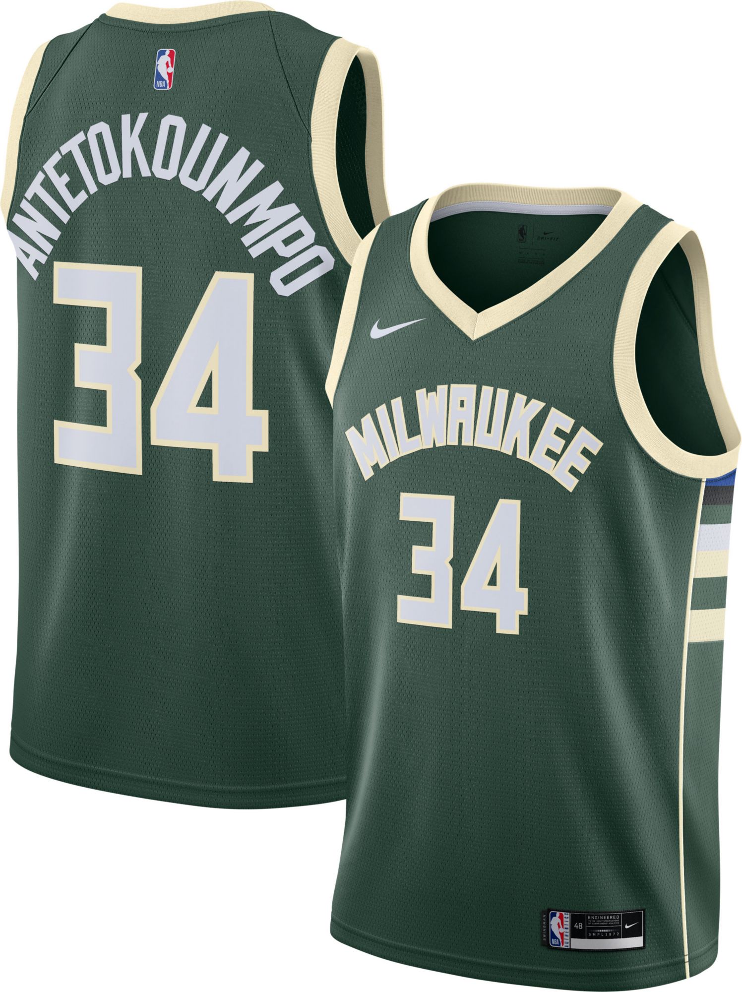 Nike NBA Milwaukee Bucks Icon Antetokounmpo #34 Jersey - Fir - Mens
