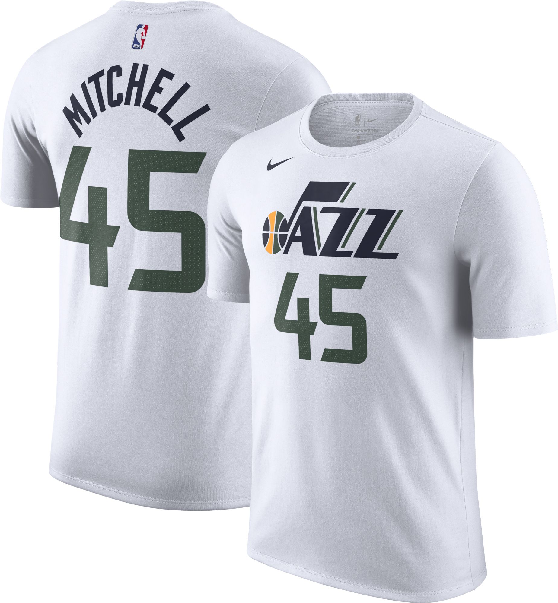  Nike Men's Donovan Mitchell #45 Utah Jazz T-Shirt  Cotton/Polyester Blend BQ1573 Blue (X-Large) : Sports & Outdoors