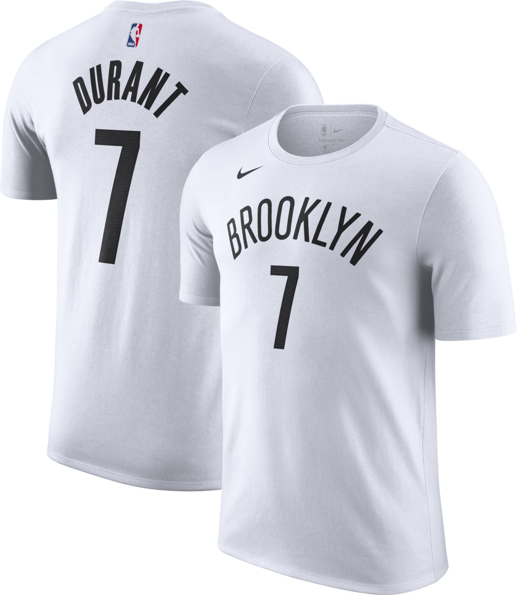 Nike Youth Brooklyn Nets Kevin Durant #7 Cotton White T-Shirt