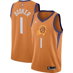 Jordan Men's Phoenix Suns Devin Booker #1 Orange 2020-21 Dri-FIT Statement Swingman Jersey