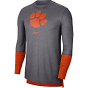 Nike Men's Clemson Tigers Grey Football Sideline Player Breathe Long Sleeve T-Shirt