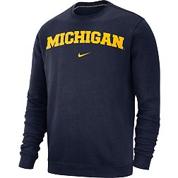 Nike Men's Michigan Wolverines Blue Club Fleece Crew Neck Sweatshirt