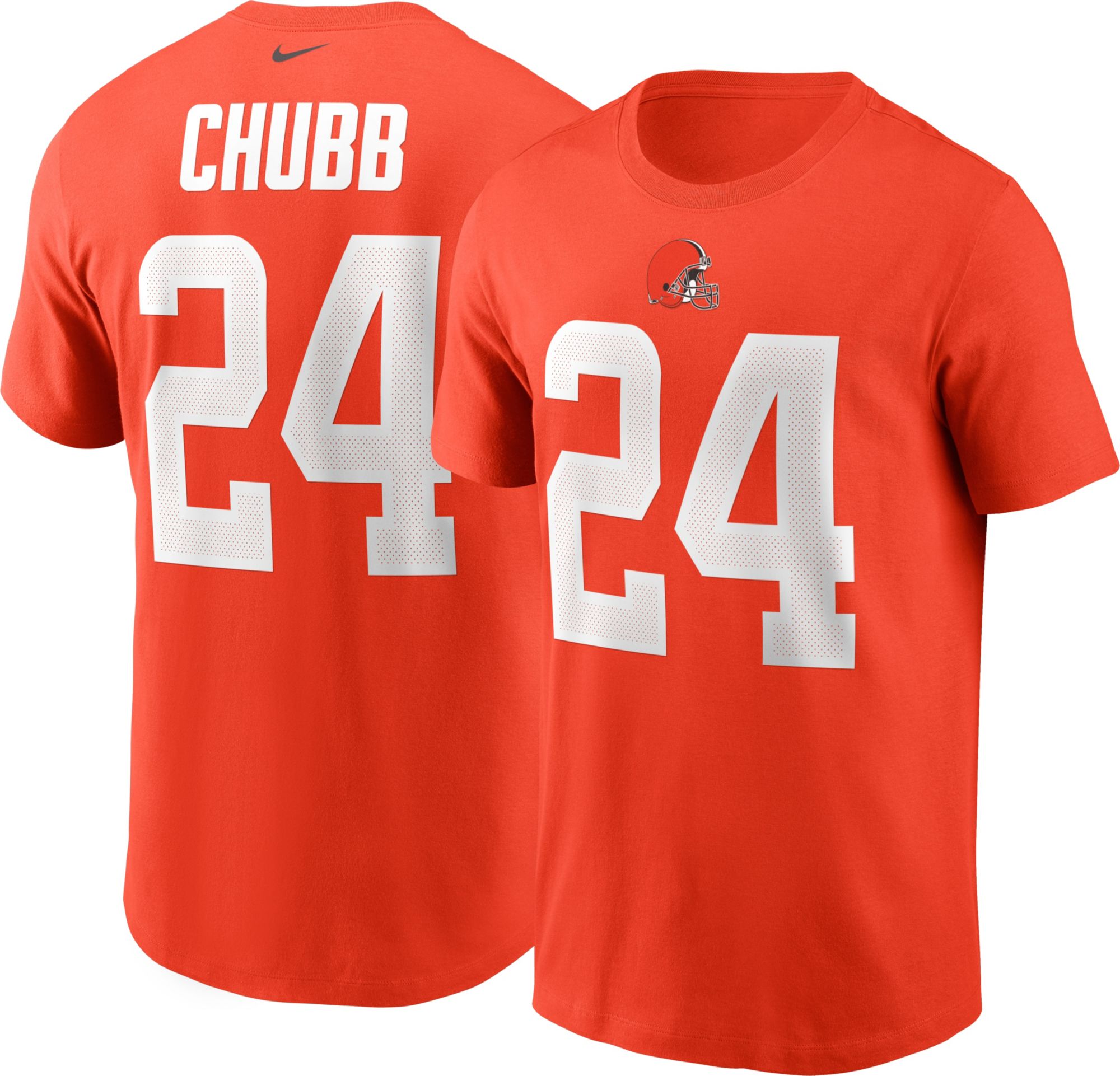 Nike Men's Cleveland Browns Nick Chubb #24 Logo Orange T-Shirt