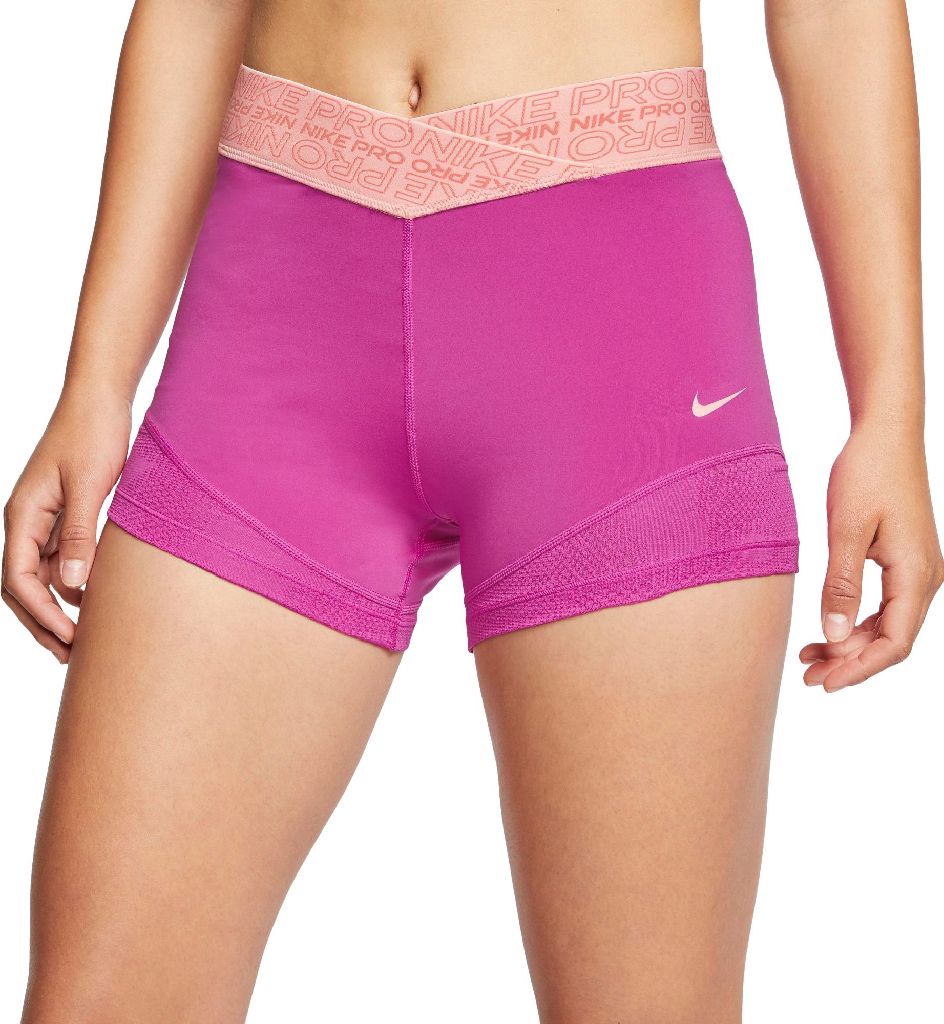 nike pro shorts women pink