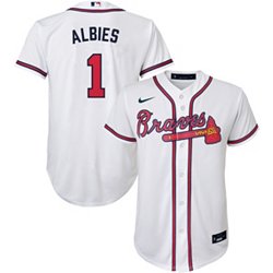 Nike / Men's Replica Atlanta Braves Ozzie Albies #1 White Cool Base Jersey