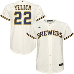 Nike Youth Replica Milwaukee Brewers Christian Yelich #22 Cool Base White Jersey